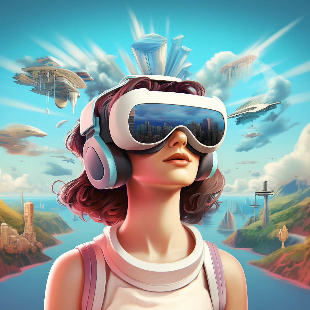 A girl exploring using virtual reality